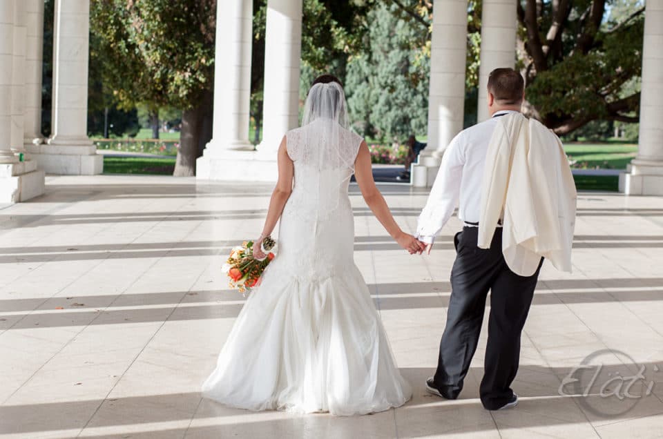 Bride and Groom Walking Away